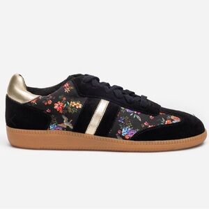 Johnny Was Black and Gold Floral Sneakers